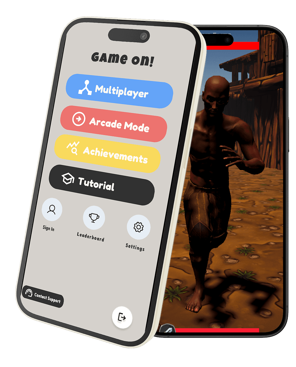 Two phone images with game playing on the screen